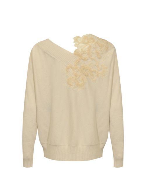 Maglia in misto cashmere in pizzo D. Exterior | 610813LATT